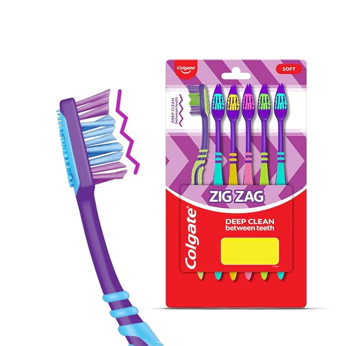 Colgate ZigZag Toothbrush | Soft Bristles | Deep Clean (Multicolor)